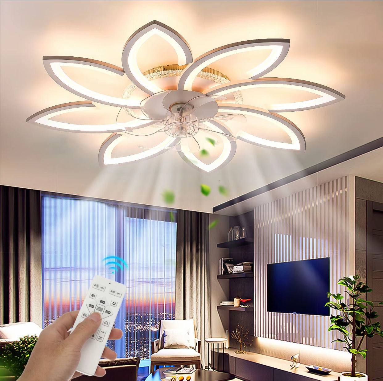 Smart Ceiling Fan with Lights Remote Control 6 Speeds Modern LED Fan Lamp Fixtures Kitchen Bedroom Household fan