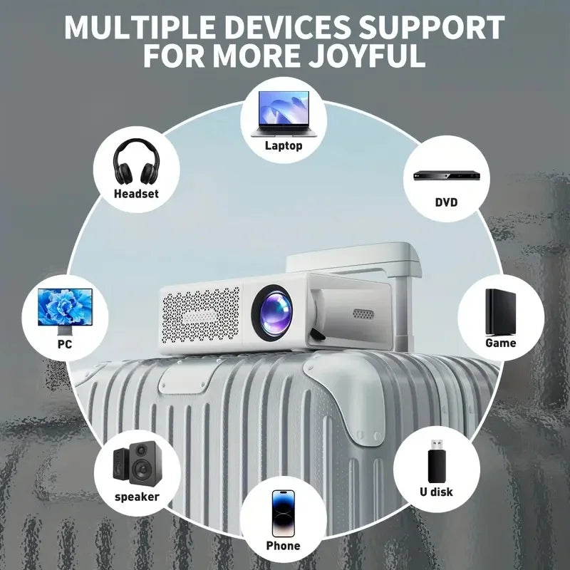 Tragbarer Projektor, LED-Heimkino-Projektor, Mini-Kino, Smart-TV, Beamer, unterstützt 1080P, Full HD, Filmwiedergabe
