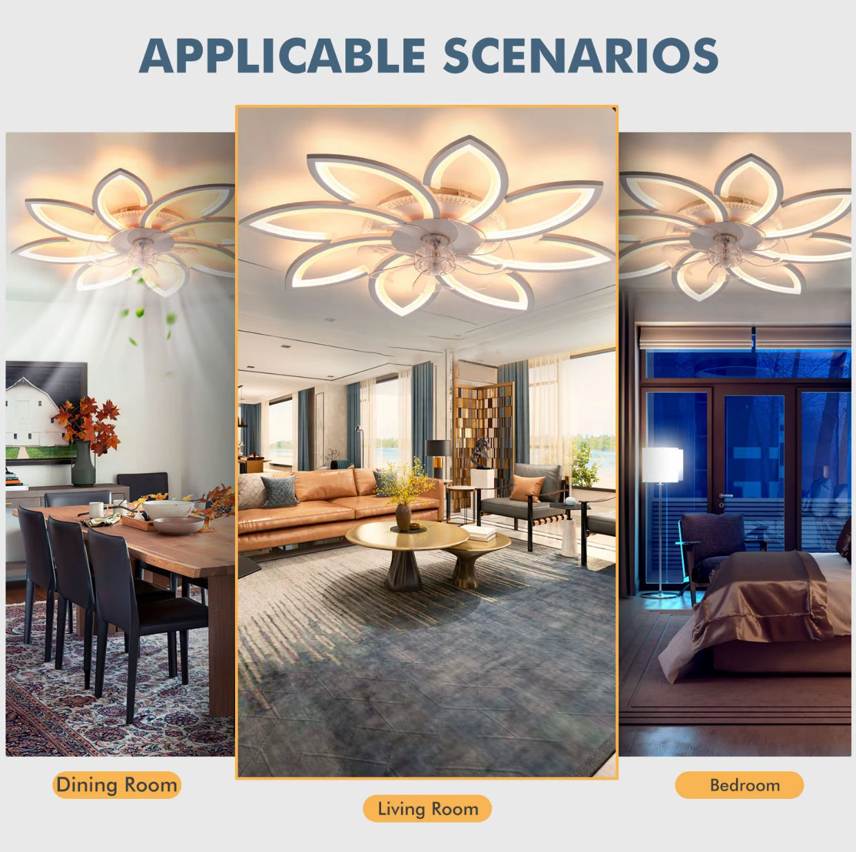 Smart Ceiling Fan with Lights Remote Control 6 Speeds Modern LED Fan Lamp Fixtures Kitchen Bedroom Household fan