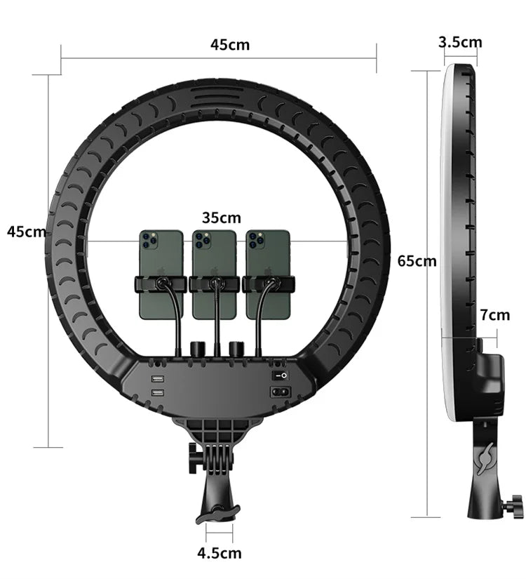 18 Inch Round Lamp Barber Chest Holder Hair Extensions Ring Light Ringlight Wall Mount for Barber Shop Live Streaming Recording