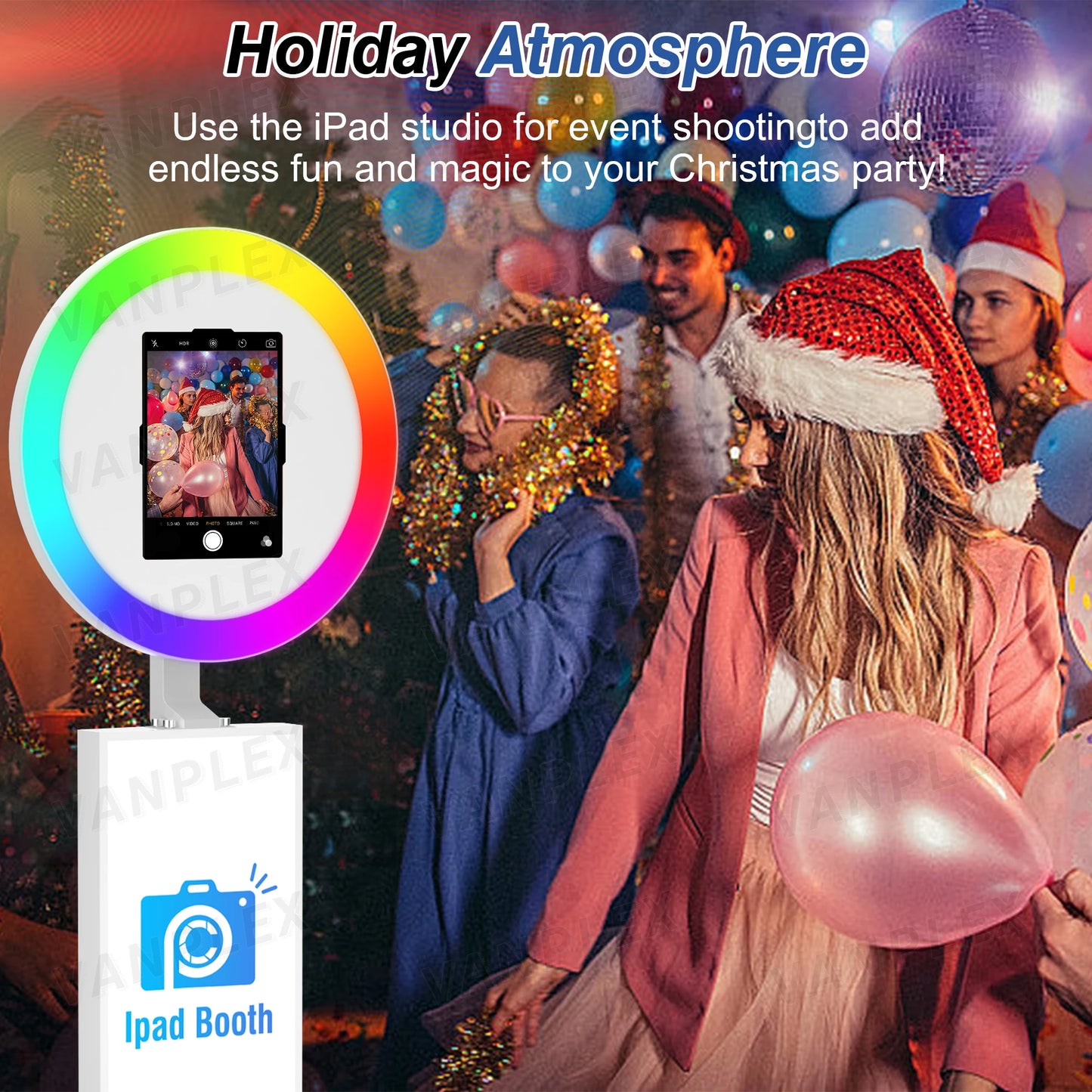 Universal Metal iPad Photo Booth with RGB Ring Light, Flight Case & 2YR Warranty - Factory Direct