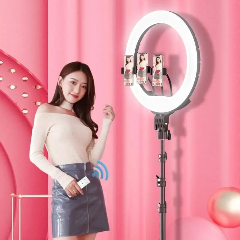 22inch Diameter Ring Light with Tripod Stand Dimmable Circular LED Light Ring Fill Selfie 22 Inch Photography Flash Ringlight