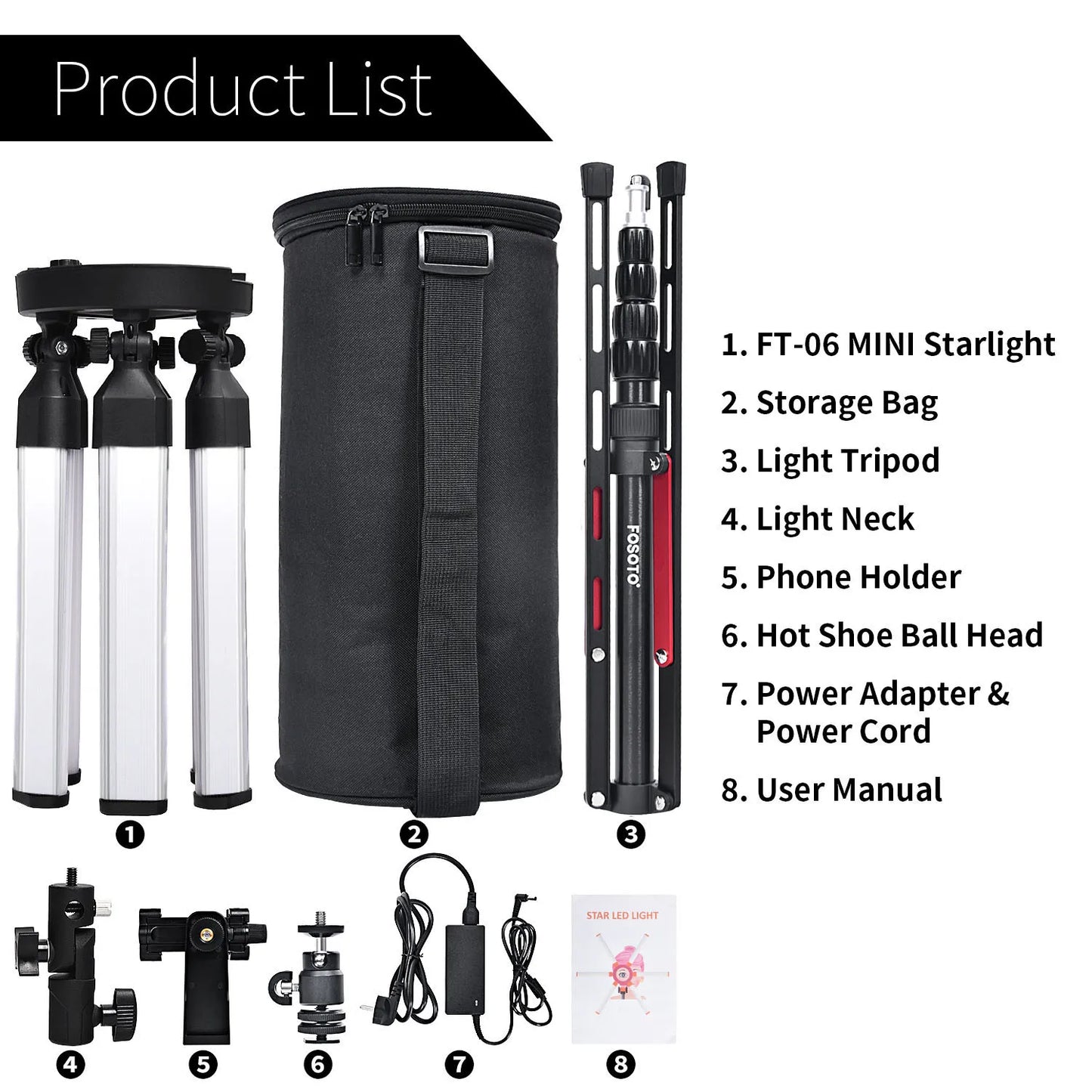 FOSOTO FT-06mini 60w 6 Tubes Led SuperStar LED Ring Light Photographic Light With Tripod Stand for Camera Phone Make Up,Live