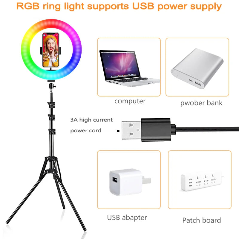 2025 Hot Sell 10 Inch Led Ring Light With 19cm or 160cm 200cn Tripod Stand for youtube Live Show