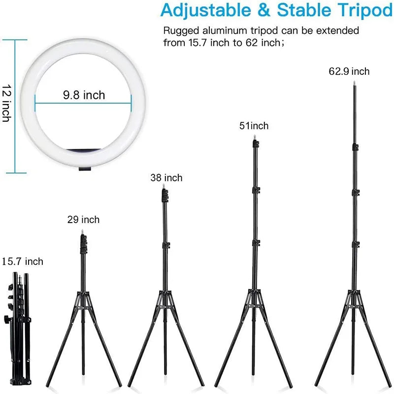 2025 Hot Sell 10 Inch Led Ring Light With 19cm or 160cm 200cn Tripod Stand for youtube Live Show