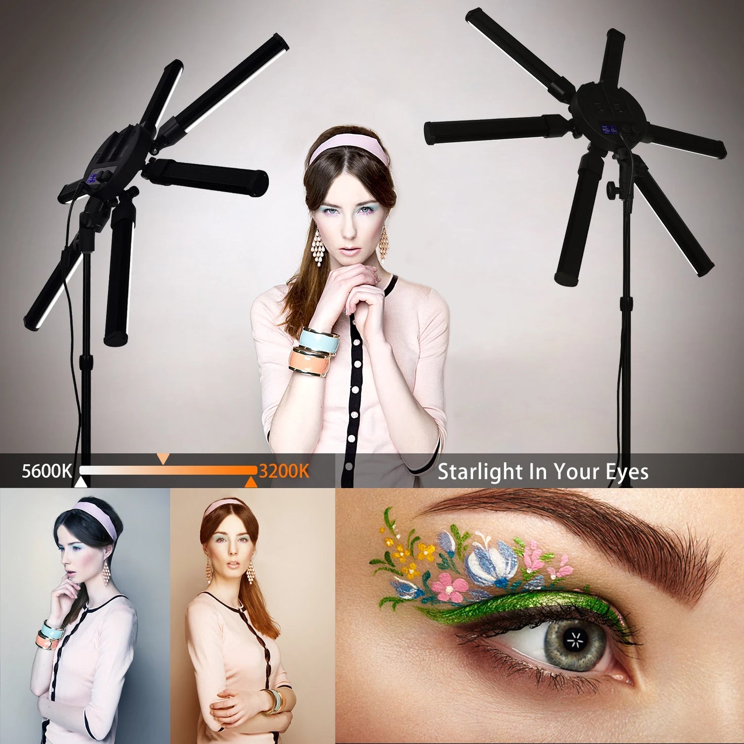 FOSOTO FT-06mini 60w 6 Tubes Led SuperStar LED Ring Light Photographic Light With Tripod Stand for Camera Phone Make Up,Live