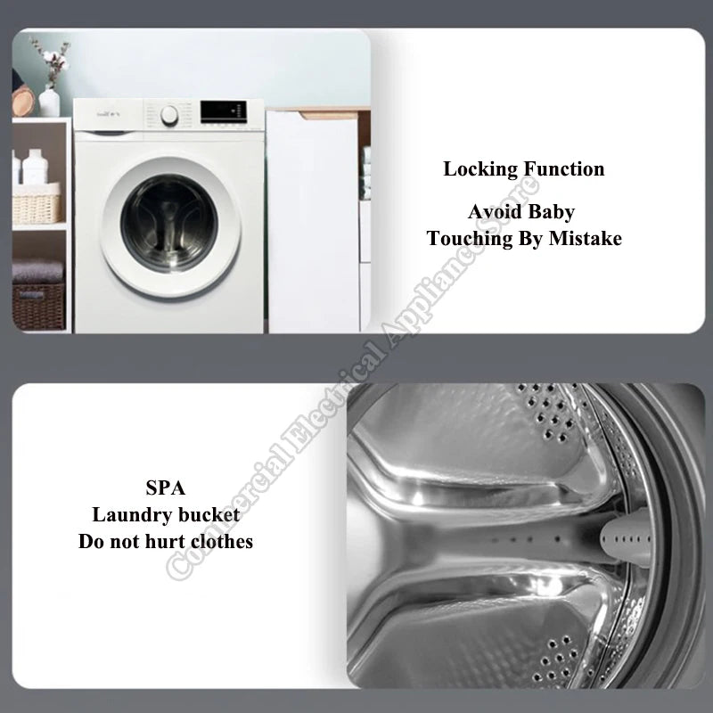 8KG Drum Washing Machine Full-automatic Household Mite Removal Elution Integrated Machine Stainless Steel Drum Washing Machine