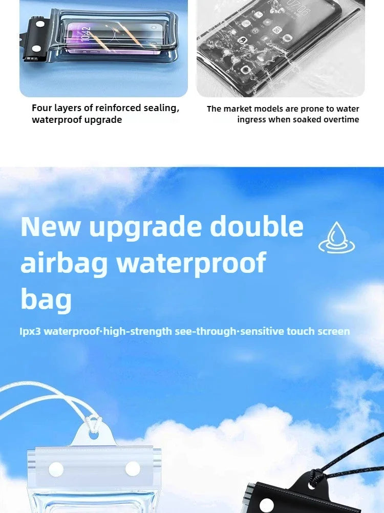 Universal Waterproof Phone Bag With Lanyard, Touchscreen-sea