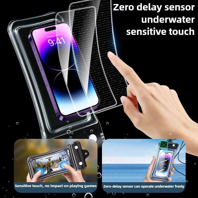 Universal Waterproof Phone Bag With Lanyard, Touchscreen-sea