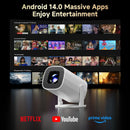 P30 PRO Smart Mini Projector Android 14 WiFi6 BT 5.0 Supports 4K 1280 * 720P Video Smart Home Theater Outdoor Portable Projector Wattsspeed