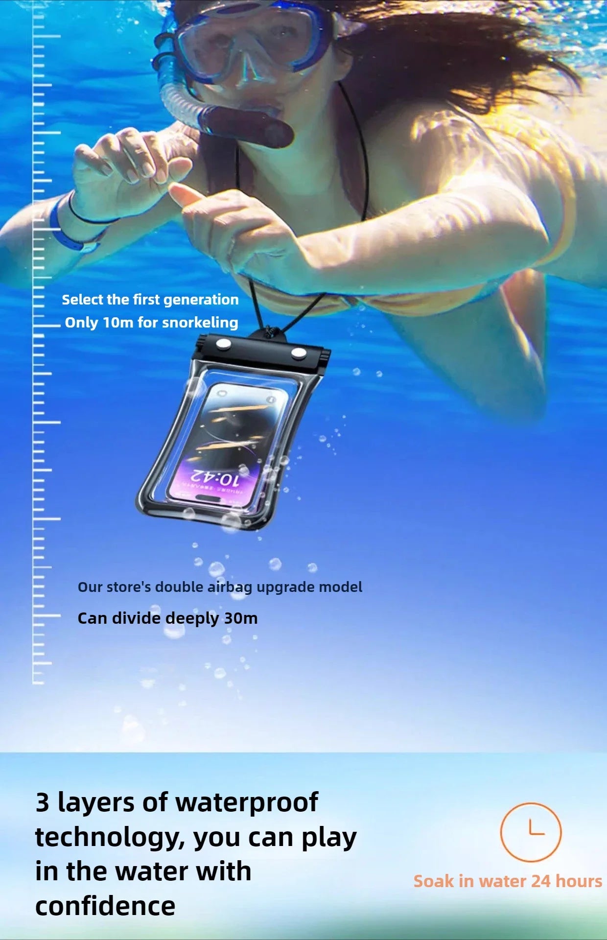 Universal Waterproof Phone Bag With Lanyard, Touchscreen-sea