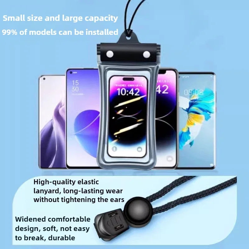 Universal Waterproof Phone Bag With Lanyard, Touchscreen-sea