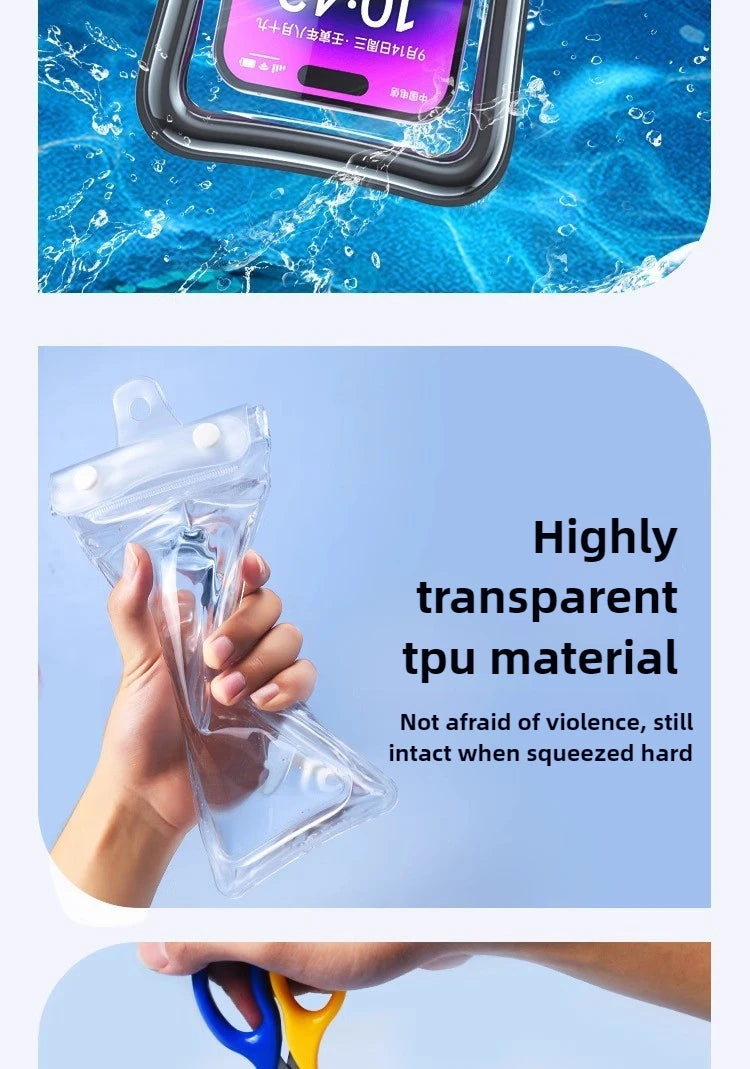 Universal Waterproof Phone Bag With Lanyard, Touchscreen-sea
