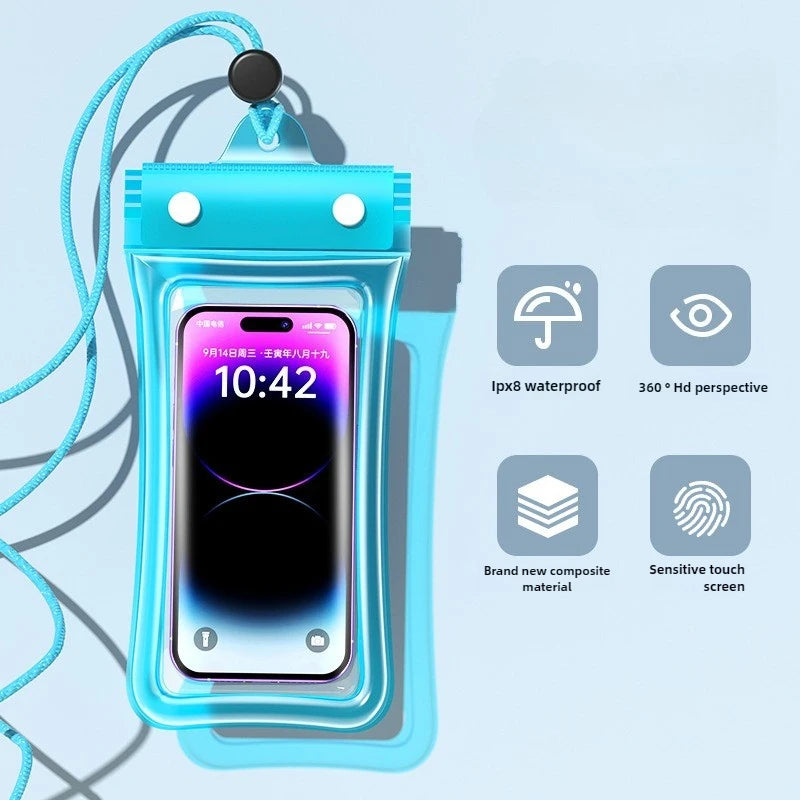 Universal Waterproof Phone Bag With Lanyard, Touchscreen-sea