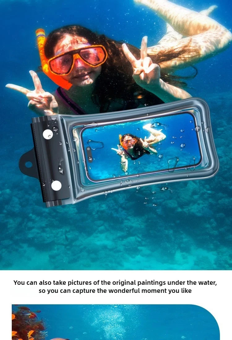 Universal Waterproof Phone Bag With Lanyard, Touchscreen-sea