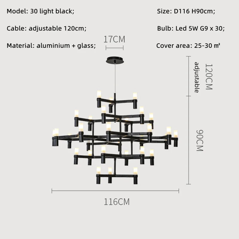 Crown Major Chandelier Nordic Tube Silver Chandelier Modern Led Art Designer Luxury Chandelier For Kitchen Hotel Big Chandelier