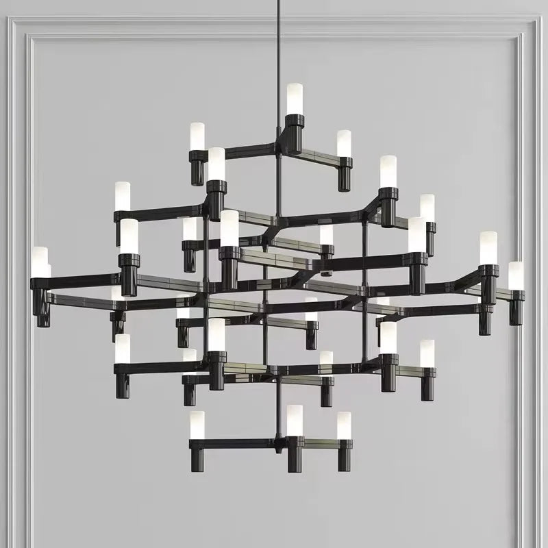 Crown Major Chandelier Nordic Tube Silver Chandelier Modern Led Art Designer Luxury Chandelier For Kitchen Hotel Big Chandelier
