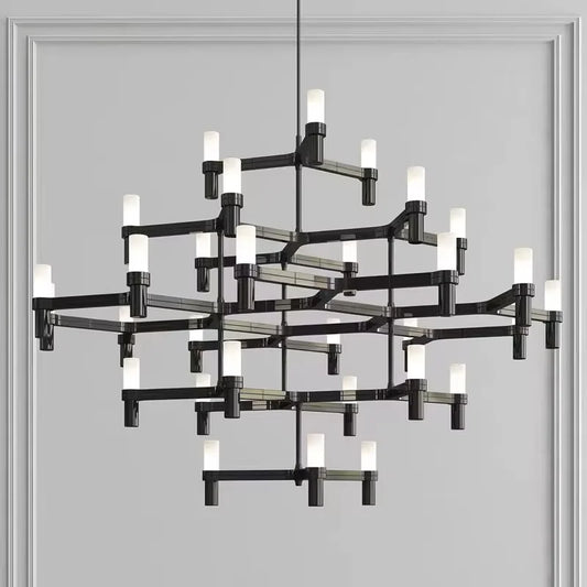 Crown Major Chandelier Nordic Tube Silver Chandelier Modern Led Art Designer Luxury Chandelier For Kitchen Hotel Big Chandelier