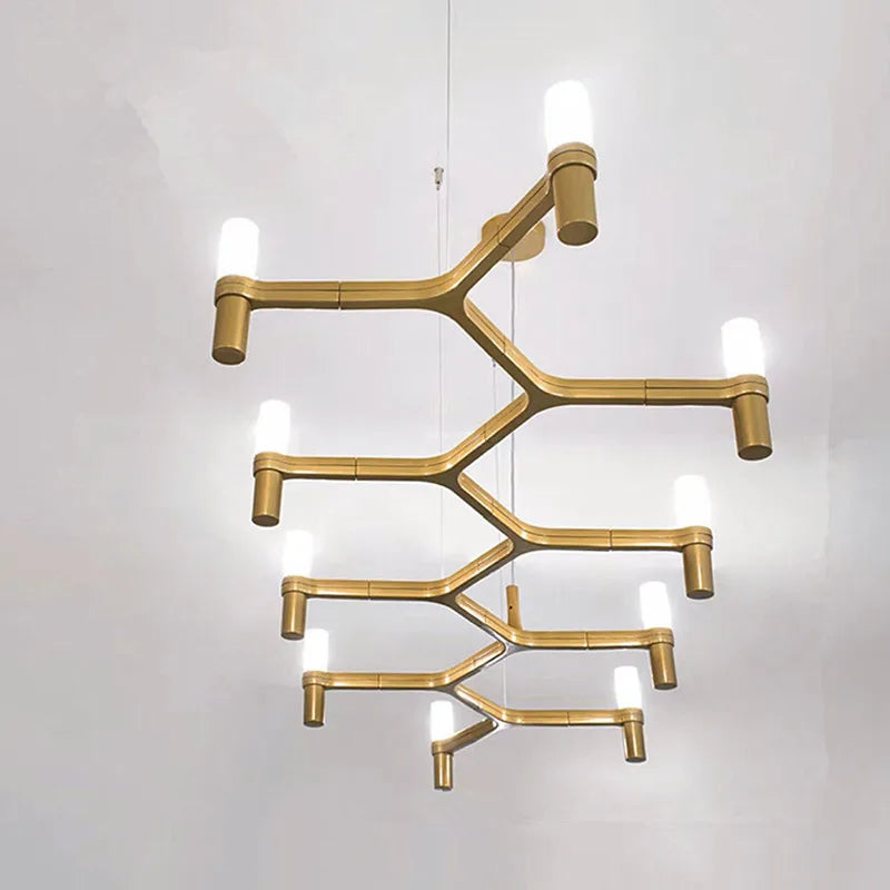 Crown Major Chandelier Nordic Tube Silver Chandelier Modern Led Art Designer Luxury Chandelier For Kitchen Hotel Big Chandelier