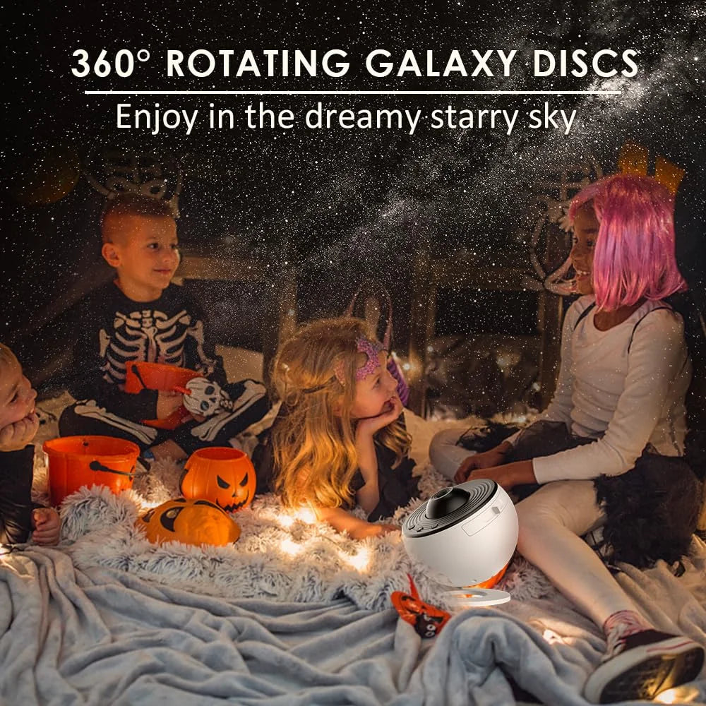 Galaxy Star Projector with 13 HD Film Slides 5W LED 6500K, 26.4m² Coverage Quiet Rotation Home Planetarium Night Light