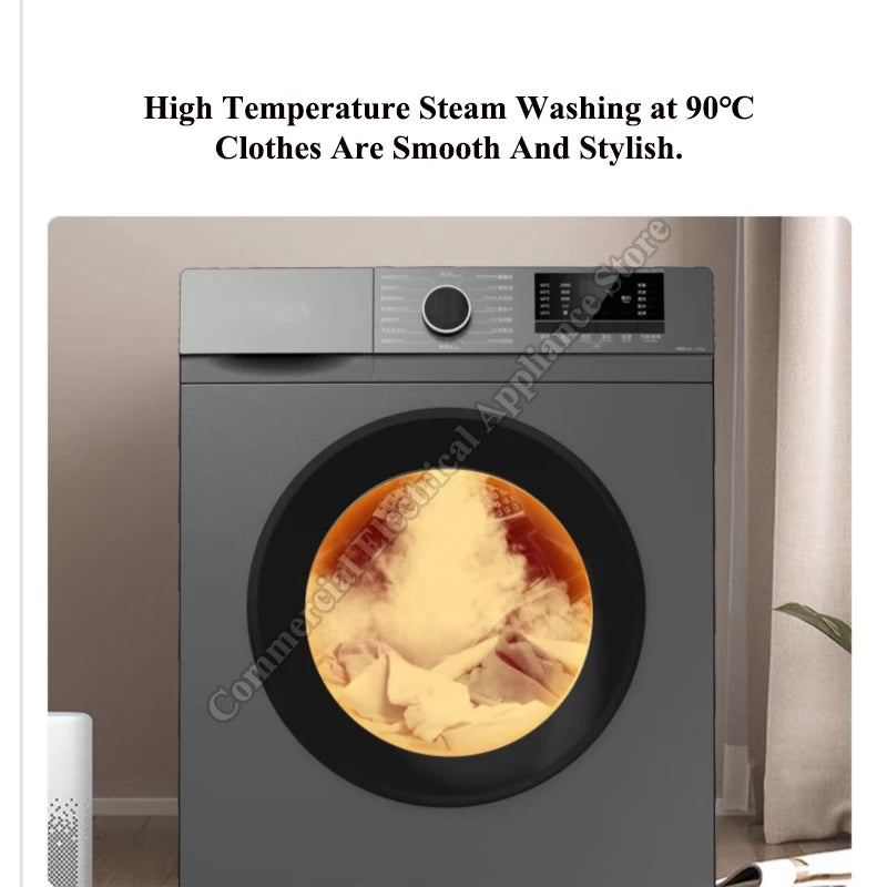 8KG Drum Washing Machine Full-automatic Household Mite Removal Elution Integrated Machine Stainless Steel Drum Washing Machine