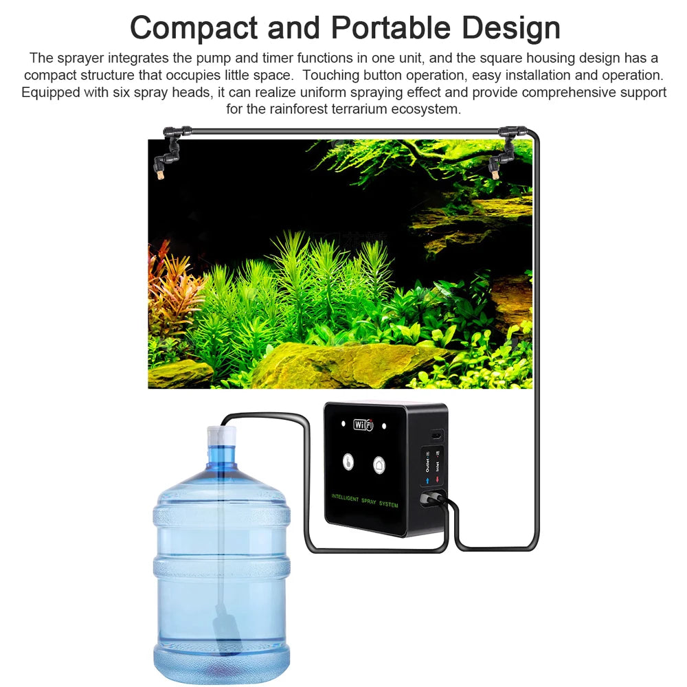 Intelligent Rainforest Spray System WiFi Control Automatic Mist Timing Spray System Kit Irrigation Timer Reptile Sprayer Humidif