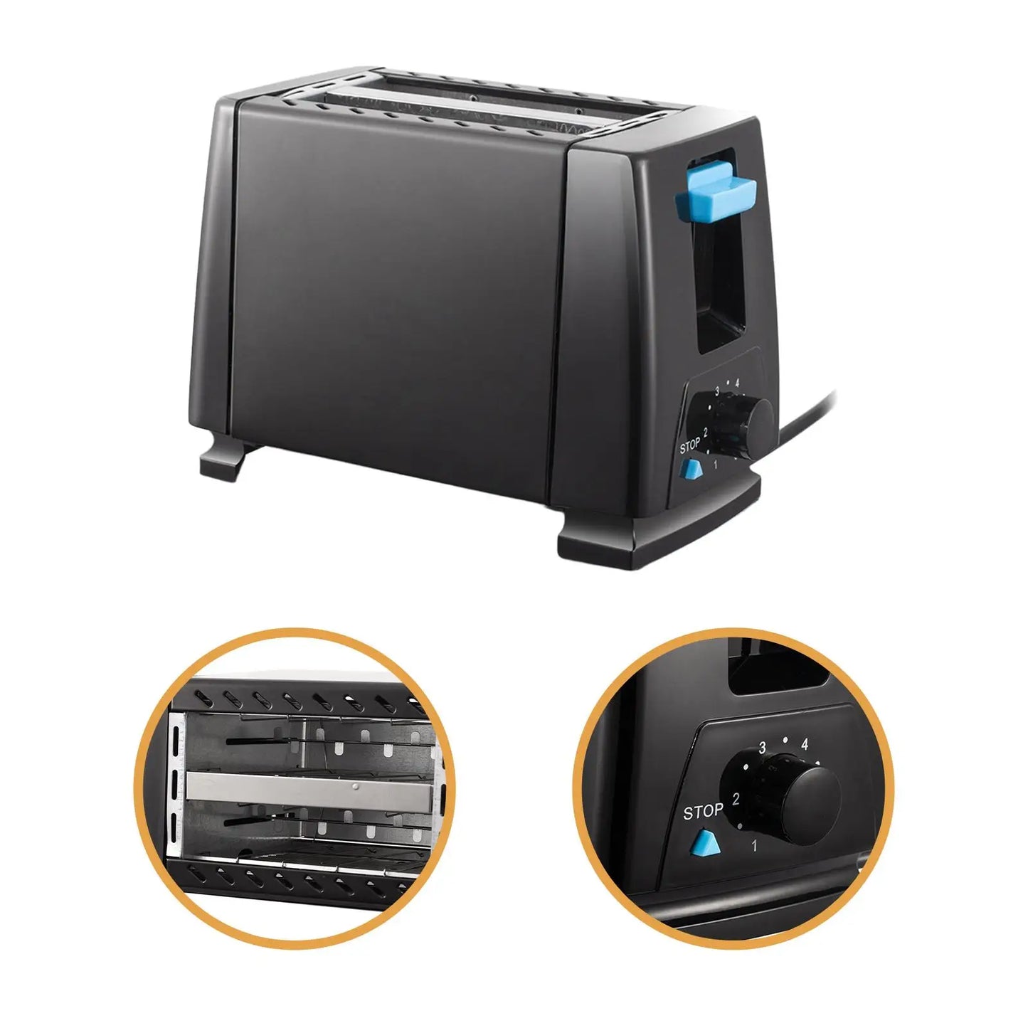 Electric Toaster, Kitchen Appliances, Compact, Sandwich Maker, Bread Maker, 2 Slice Toaster Machine for Puff Pastry Waffles