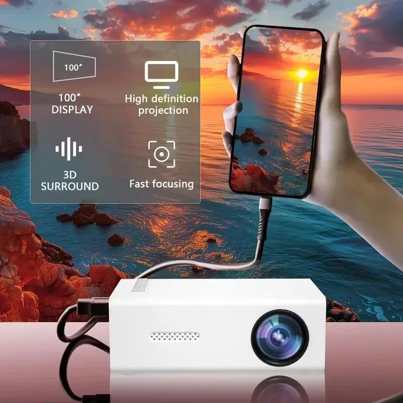 1pc Portable Projector with Built-in Speaker & USB/AV Input,for Home Theater, Gaming, Office,Compatible for Smartphones, Tablets