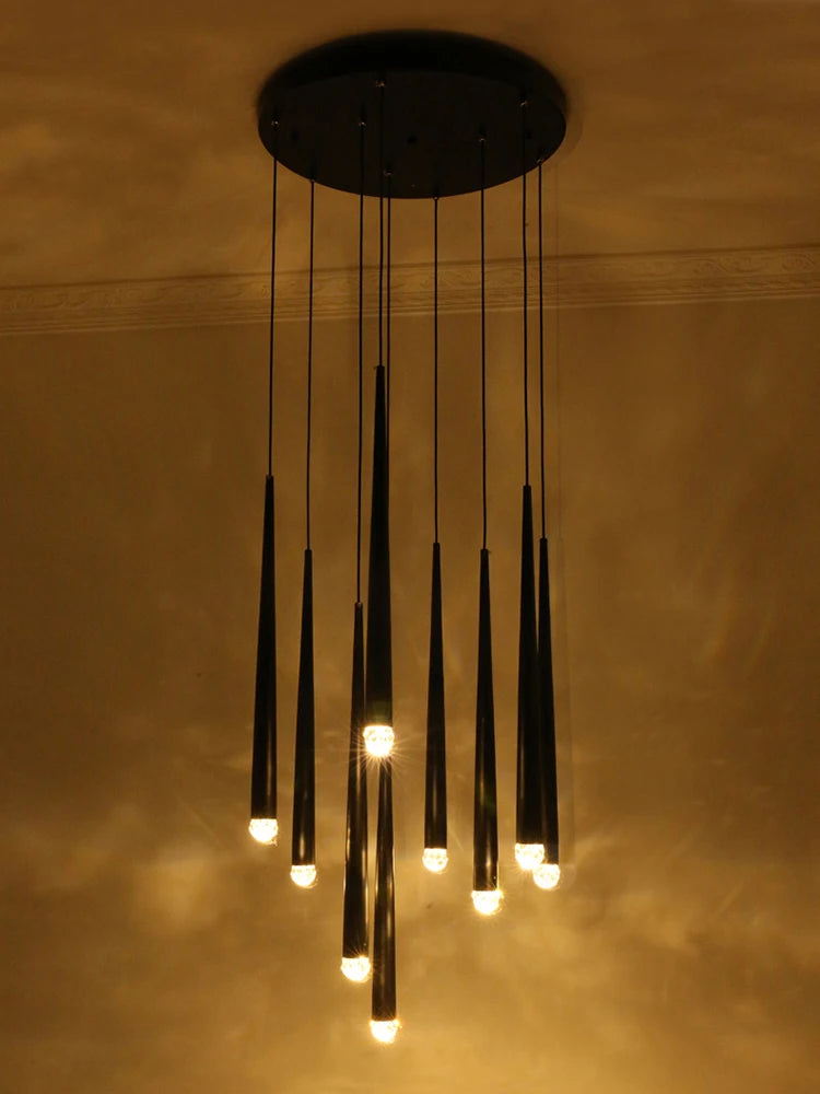 Conical Long Chandelier LED Nordic Chandelier Designer Modern Chandelier Interior Decoration Lighting High-Rise Long Chandelier