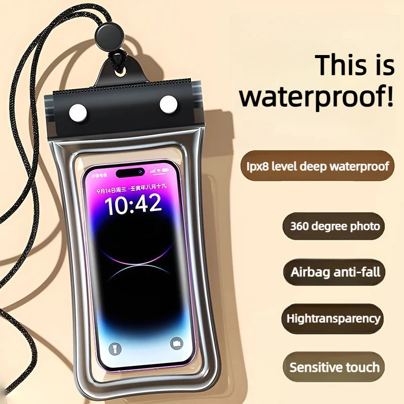 Universal Waterproof Phone Bag With Lanyard, Touchscreen-sea