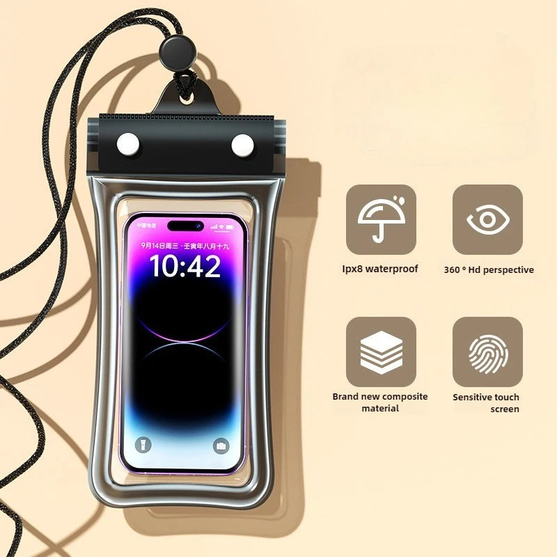 Universal Waterproof Phone Bag With Lanyard, Touchscreen-sea