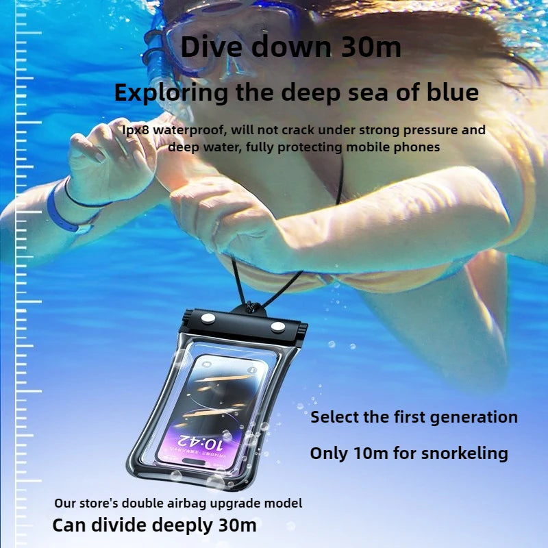 Universal Waterproof Phone Bag With Lanyard, Touchscreen-sea