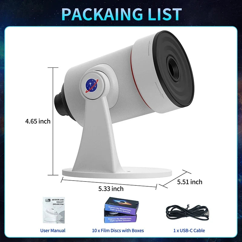 Galaxy Projector with 10 Slides Image Planetarium BedRoom Decor Lights 360° Rotation 1/2/4Timer off &8 LED Color Night Light Wattsspeed