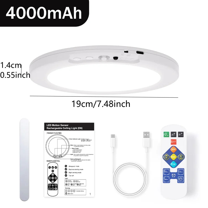 Motion Sensor Ceiling Light USB Type-c Rechargeable Magnetic