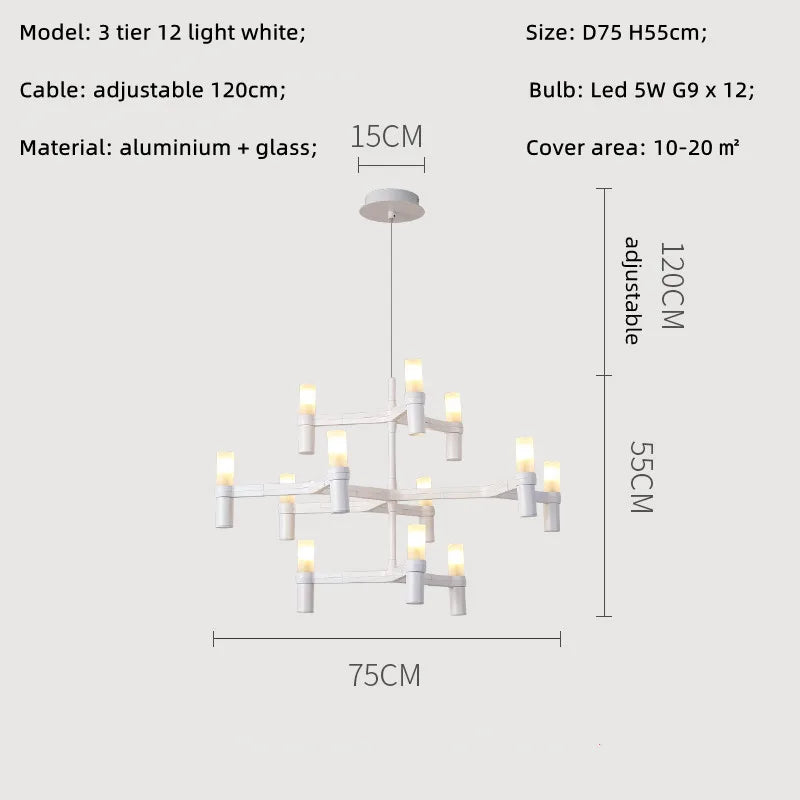 Crown Major Chandelier Nordic Tube Silver Chandelier Modern Led Art Designer Luxury Chandelier For Kitchen Hotel Big Chandelier