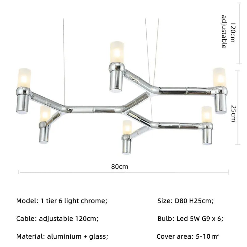 Crown Major Chandelier Nordic Tube Silver Chandelier Modern Led Art Designer Luxury Chandelier For Kitchen Hotel Big Chandelier