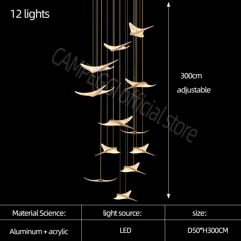 Modern Chandelier Luxury Led Chandelier Living Room Large Home Decoration Chandelier Design Villa Stair Acrylic Chandelier
