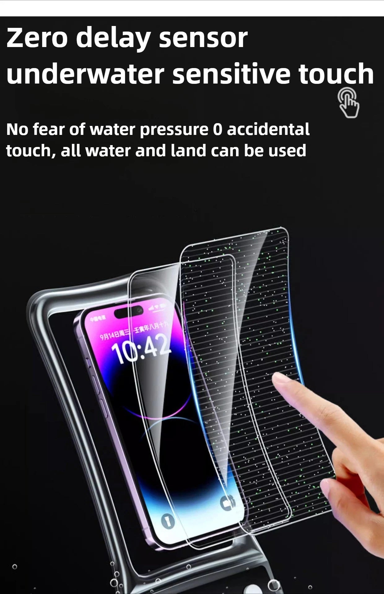 Universal Waterproof Phone Bag With Lanyard, Touchscreen-sea
