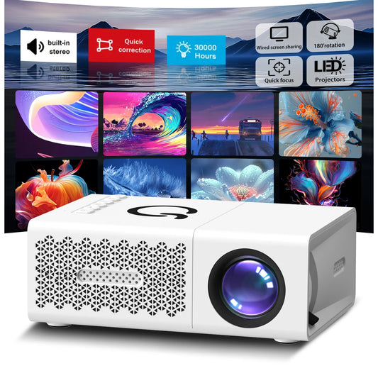 Tragbarer Projektor, LED-Heimkino-Projektor, Mini-Kino, Smart-TV, Beamer, unterstützt 1080P, Full HD, Filmwiedergabe