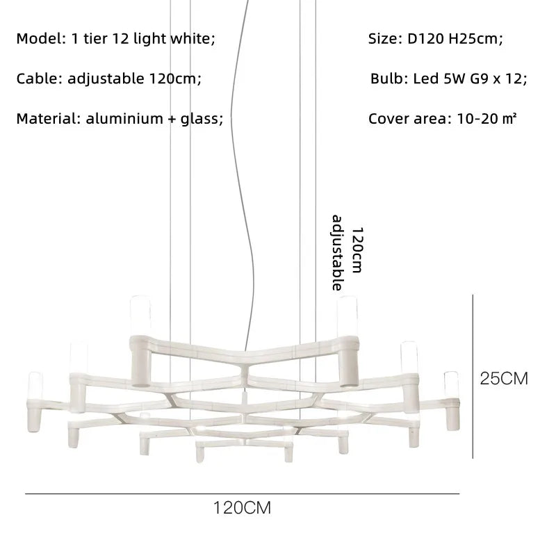 Crown Major Chandelier Nordic Tube Silver Chandelier Modern Led Art Designer Luxury Chandelier For Kitchen Hotel Big Chandelier