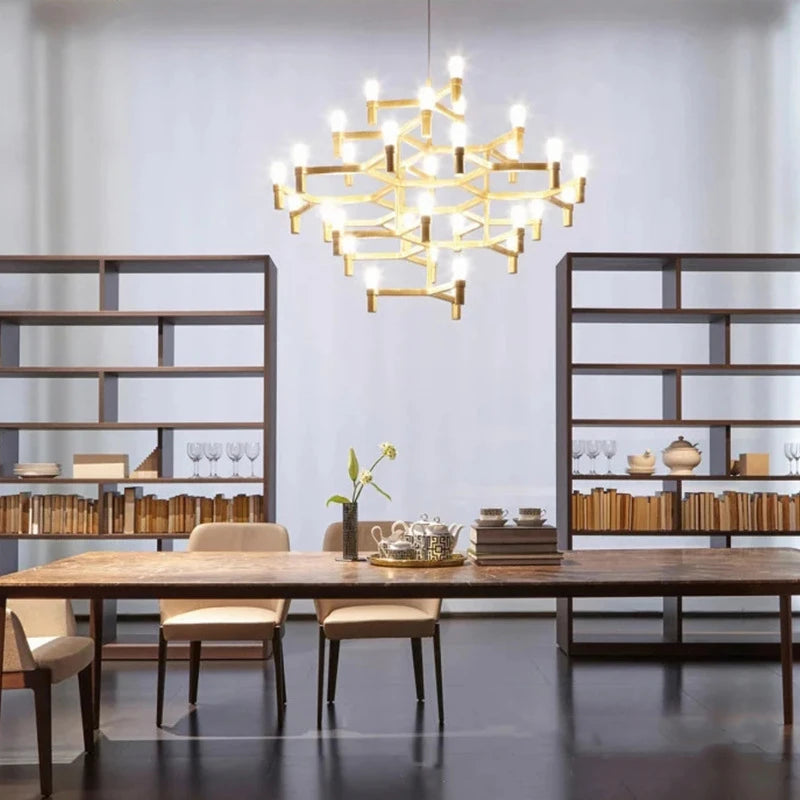 Crown Major Chandelier Nordic Tube Silver Chandelier Modern Led Art Designer Luxury Chandelier For Kitchen Hotel Big Chandelier