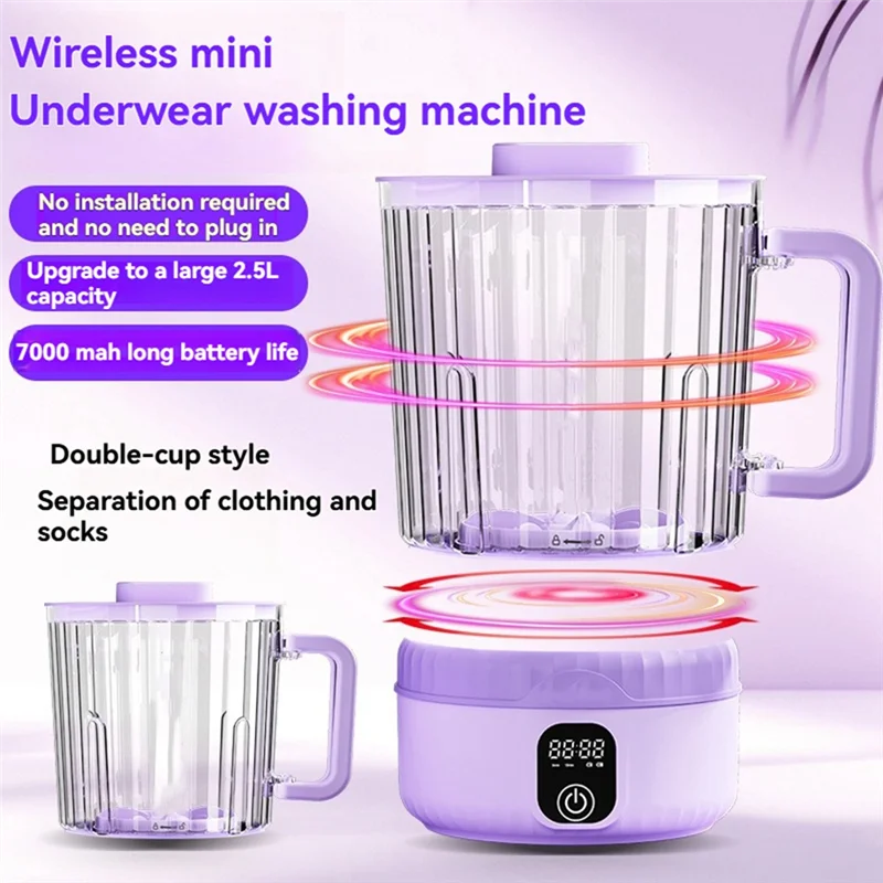 B59B-Washing Machine, Upgrade 2.5L Large Capacity Mini Portable Washer, Underwear Washer For Deep Cleaning Of Small Clothes