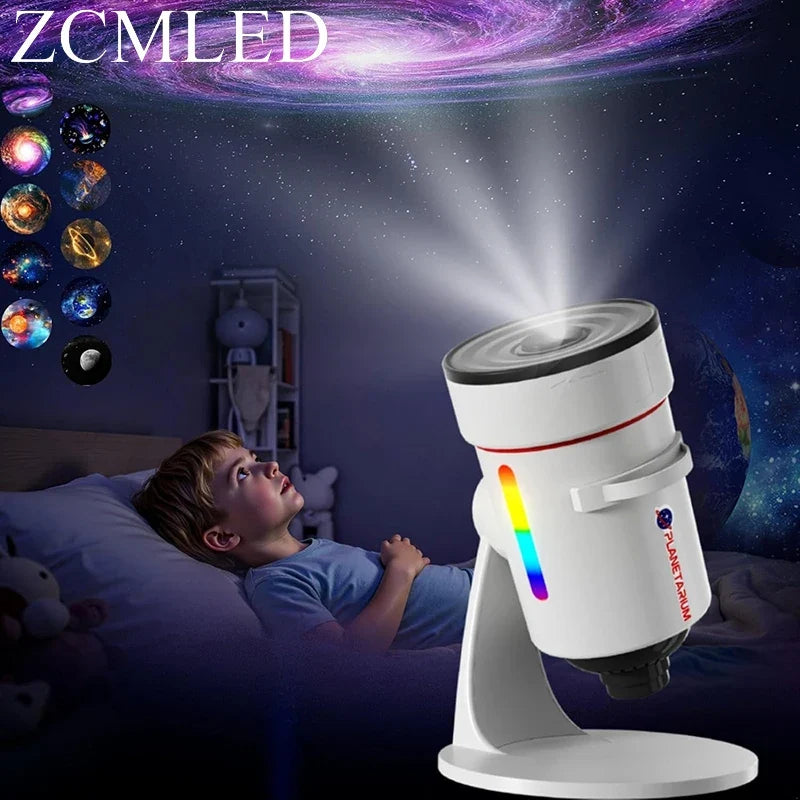Galaxy Projector with 10 Slides Image Planetarium BedRoom Decor Lights 360° Rotation 1/2/4Timer off &8 LED Color Night Light Wattsspeed
