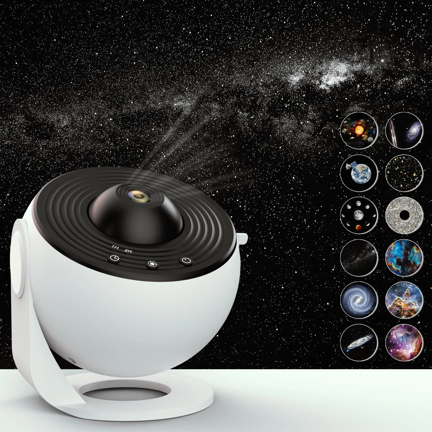 Galaxy Star Projector with 13 HD Film Slides 5W LED 6500K, 26.4m² Coverage Quiet Rotation Home Planetarium Night Light