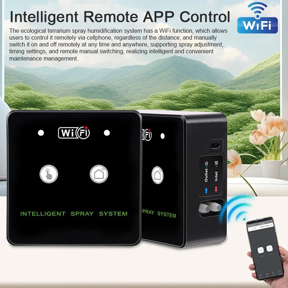 Intelligent Rainforest Spray System WiFi Control Automatic Mist Timing Spray System Kit Irrigation Timer Reptile Sprayer Humidif