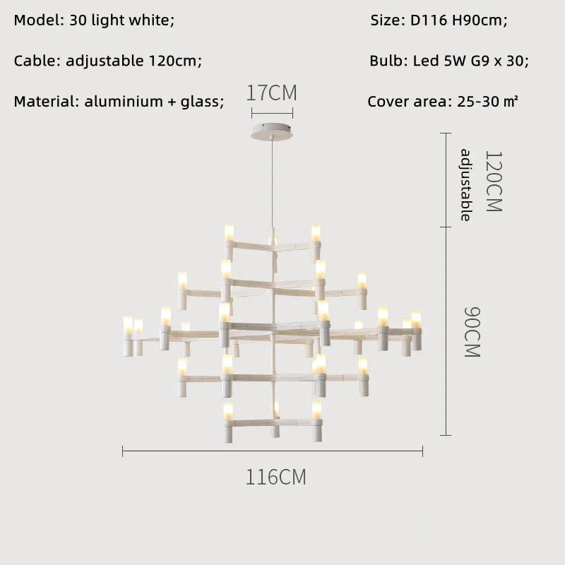Crown Major Chandelier Nordic Tube Silver Chandelier Modern Led Art Designer Luxury Chandelier For Kitchen Hotel Big Chandelier