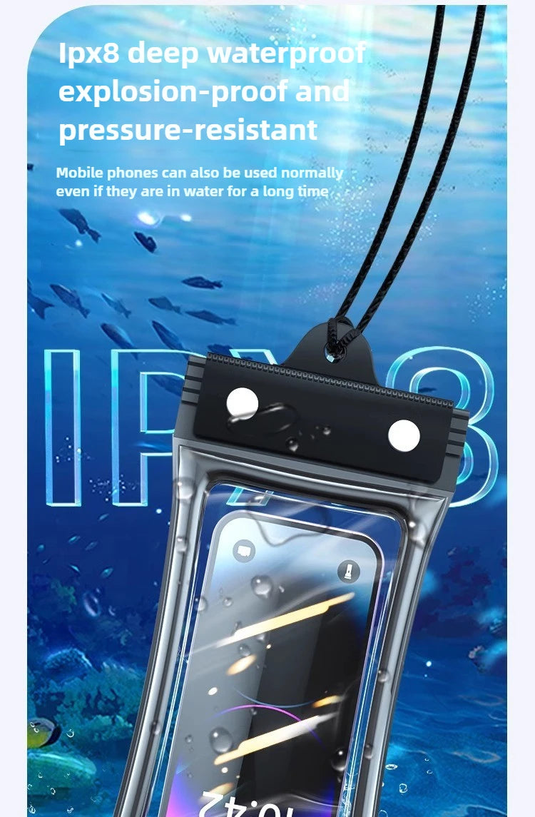 Universal Waterproof Phone Bag With Lanyard, Touchscreen-sea