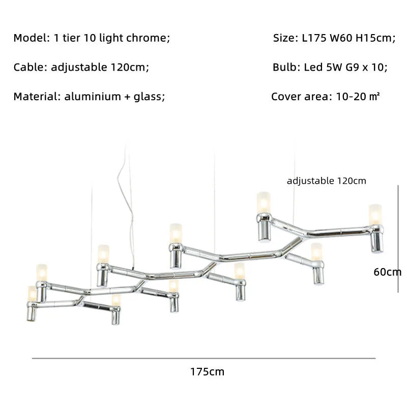 Crown Major Chandelier Nordic Tube Silver Chandelier Modern Led Art Designer Luxury Chandelier For Kitchen Hotel Big Chandelier