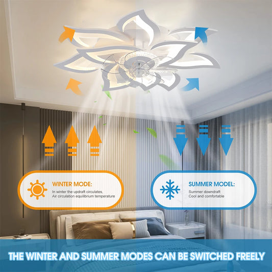 Smart Ceiling Fan with Lights Remote Control 6 Speeds Modern LED Fan Lamp Fixtures Kitchen Bedroom Household fan