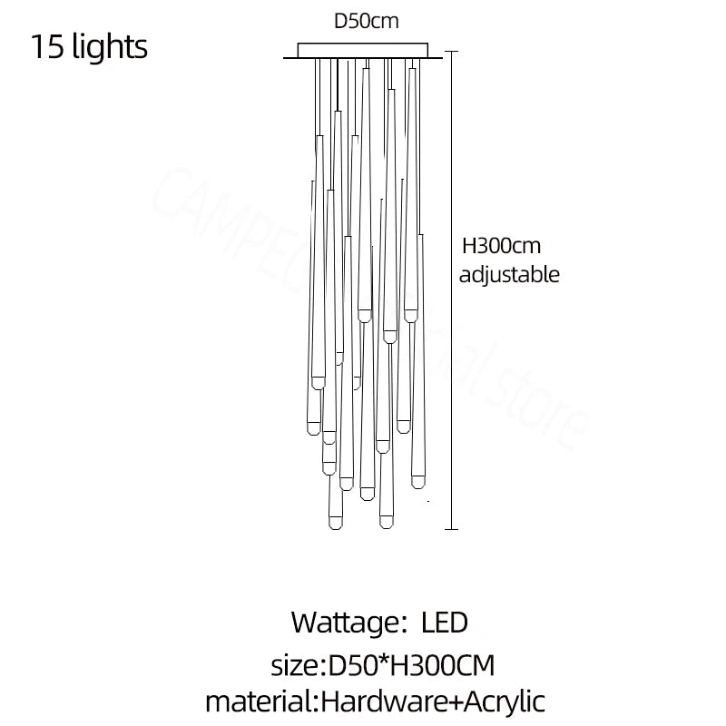 Conical Long Chandelier LED Nordic Chandelier Designer Modern Chandelier Interior Decoration Lighting High-Rise Long Chandelier